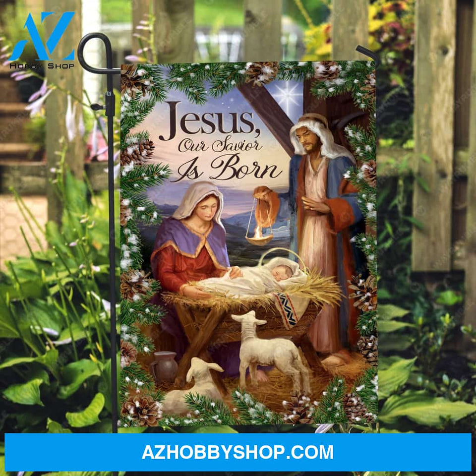 Star of Bethlehem, Birth of Jesus, Lamb of God, Pine cone drawing, Jesus, our Savior is born - Jesus Flag