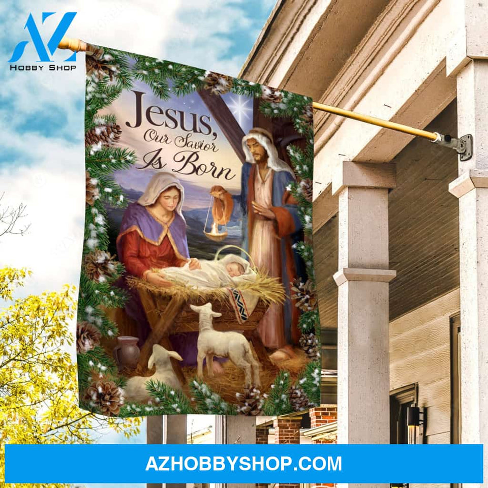 Star of Bethlehem, Birth of Jesus, Lamb of God, Pine cone drawing, Jesus, our Savior is born - Jesus Flag