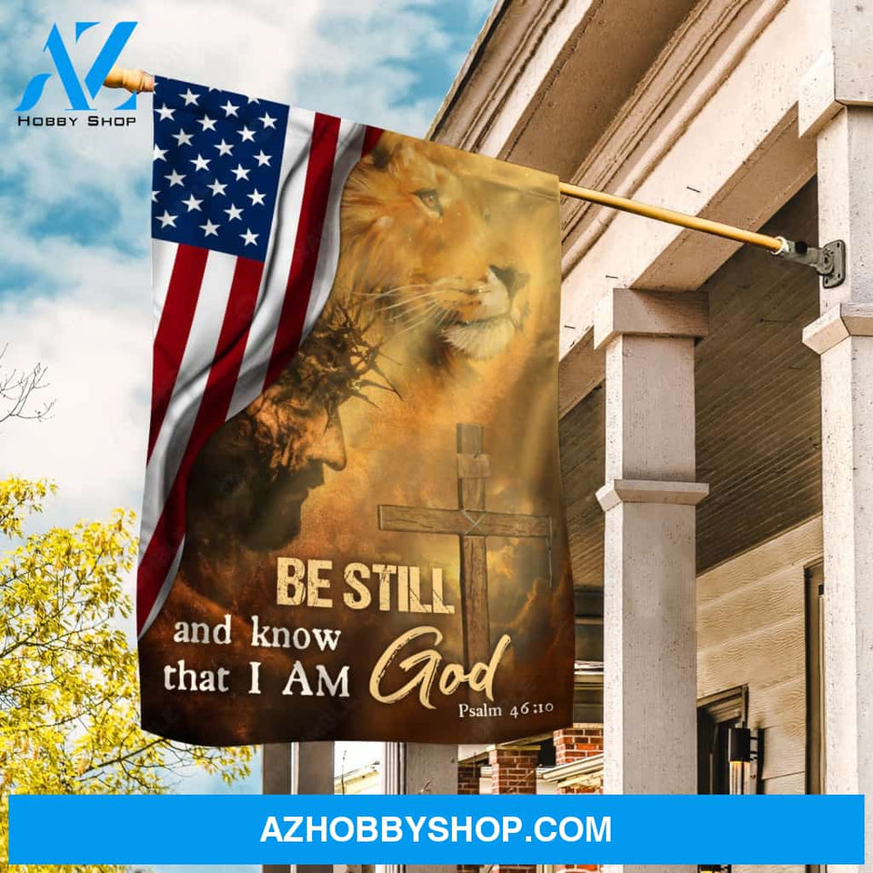 Stunning decor, Lion of Judah, Face of Jesus, US flag, Be still and know that I am God - Jesus Flag