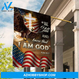 Stunning eagle, Infinite halo, Unique US flag, Be still and know that I am God - Jesus Flag