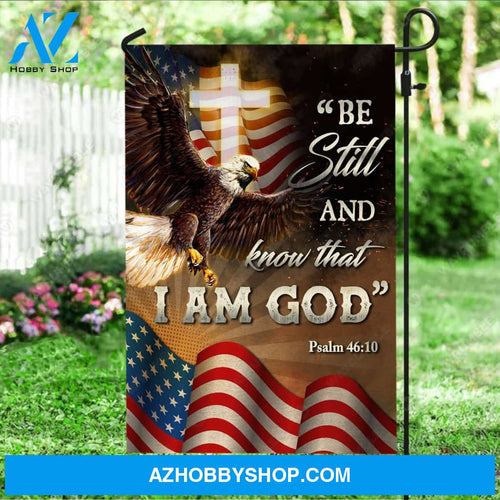 Stunning eagle, Infinite halo, Unique US flag, Be still and know that I am God - Jesus Flag