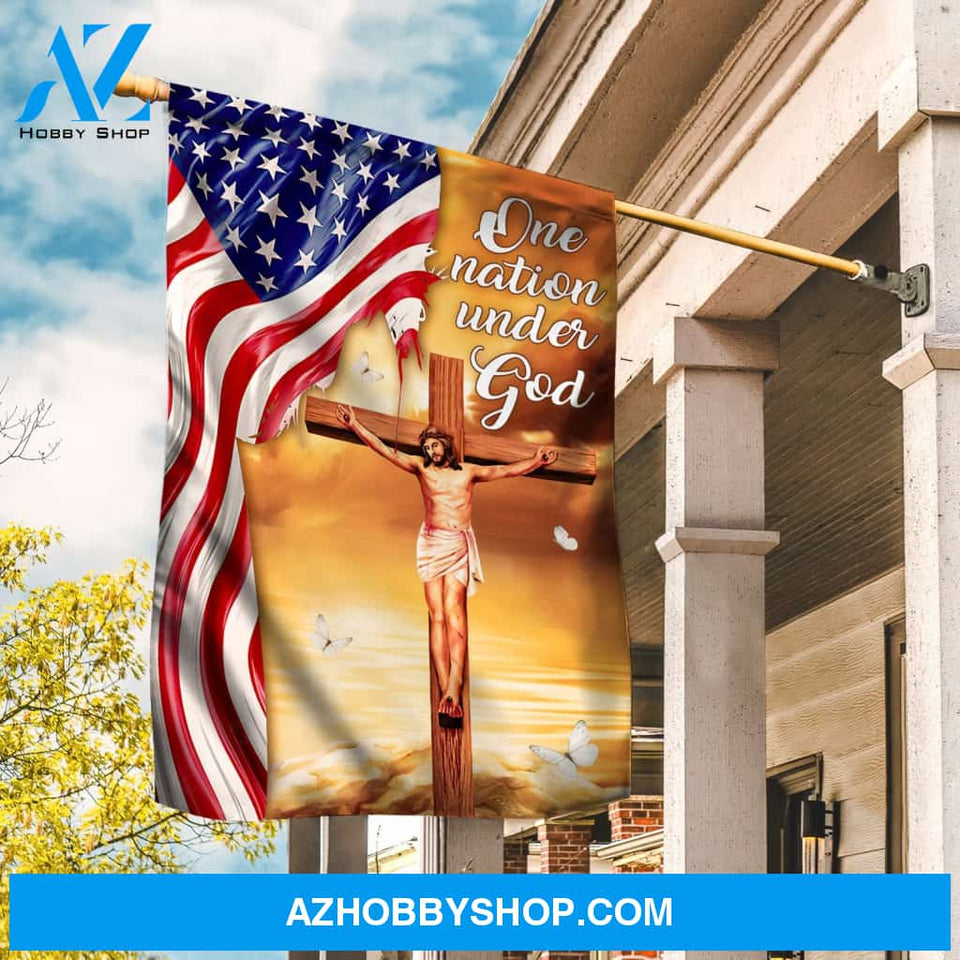 Stunning flag, Jesus on the cross, Watercolor US flag, One nation under God - Jesus Flag
