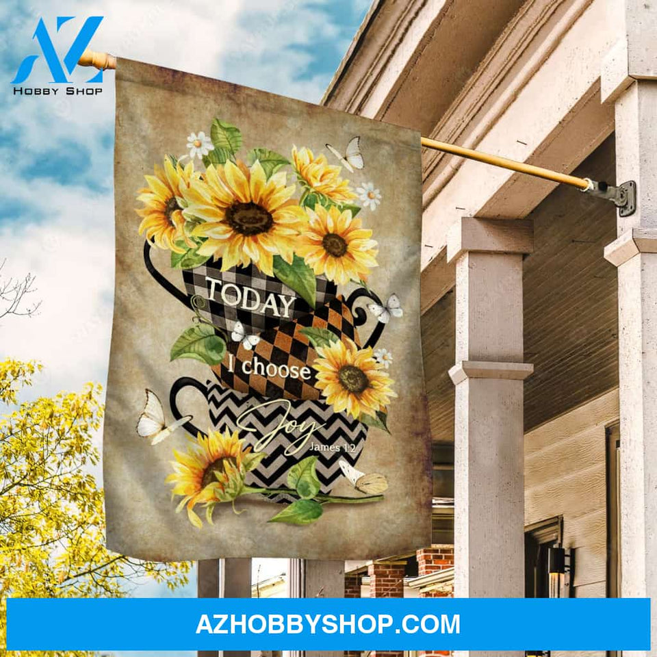 Stunning growing sunflower, Subtle background, Today I choose joy - Jesus Flag