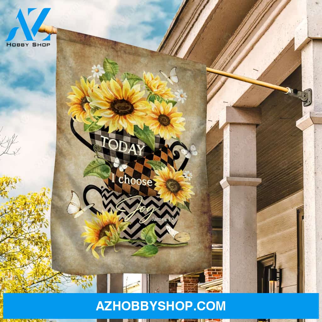 Stunning growing sunflower, Subtle background, Today I choose joy - Jesus Flag