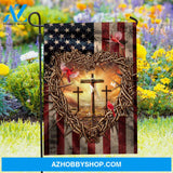 Stunning heart, Orange sunset, Red cardinal, Cross symbol - Jesus Flag