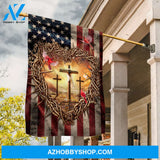Stunning heart, Orange sunset, Red cardinal, Cross symbol - Jesus Flag