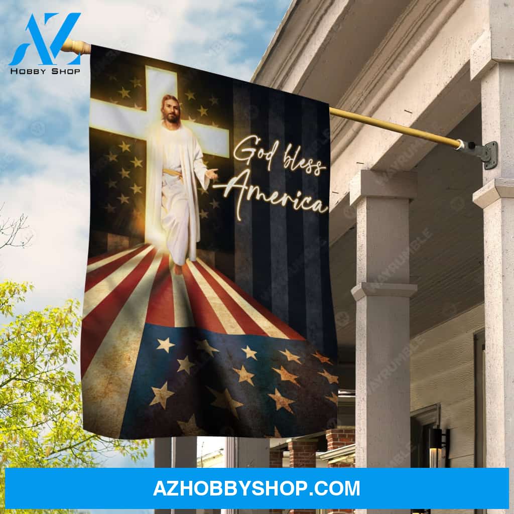 Stunning Jesus painting, Beautiful US flag, Cross symbol, God bless America - Jesus Flag