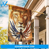 Stunning lion painting, Colorful angel wings, Cross symbol - Jesus Flag