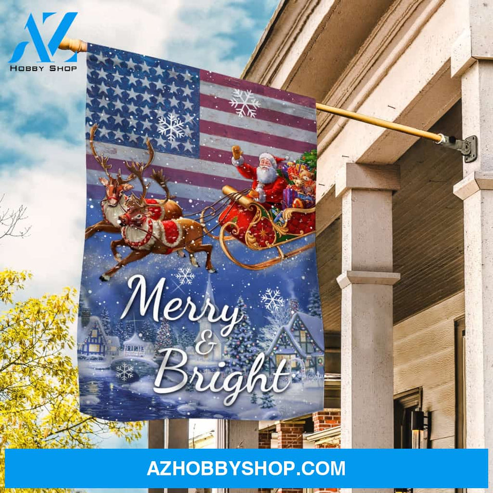Stunning reindeer, Santa Claus is coming to town, Merry and Bright - Christmas Flag