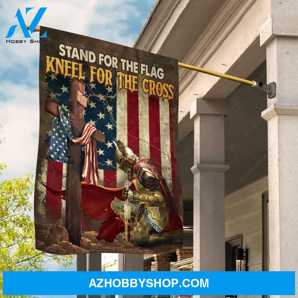 Stunning warrior, Wooden cross, Stand for the flag, Kneel for the cross - Jesus Flag