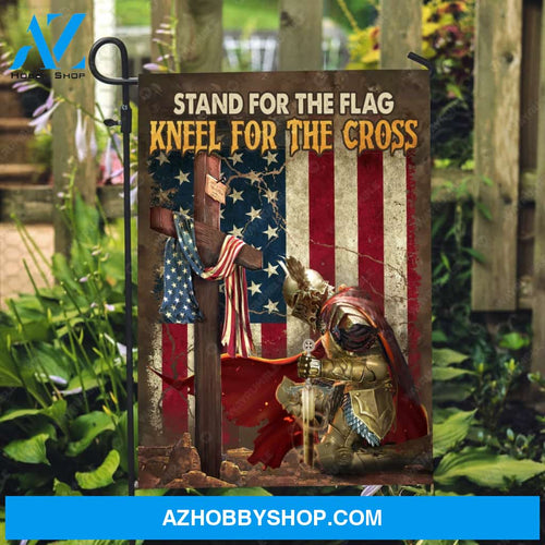 Stunning warrior, Wooden cross, Stand for the flag, Kneel for the cross - Jesus Flag