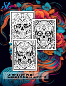 Sugar Skulls 30 Pages Printable Coloring Book