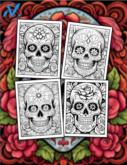 Sugar Skulls 30 Pages Printable Coloring Book
