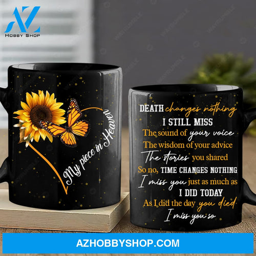 Sunflower painting, Orange butterfly, Stars in the sky, My piece in heaven - Heaven Black Mug