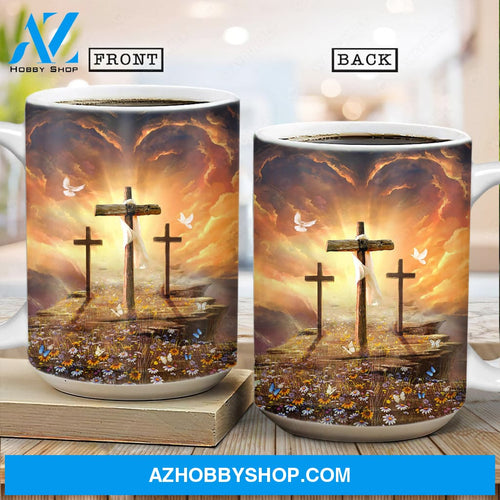Sunset painting, Path to heaven, The three crosses - Jesus AOP Mug