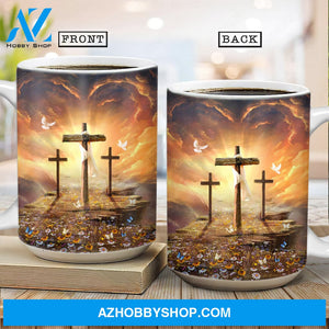 Sunset painting, Path to heaven, The three crosses - Jesus AOP Mug