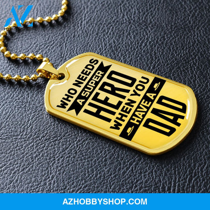 Super Hero - Graphical Dog Tag & Ball chain (steel) son
