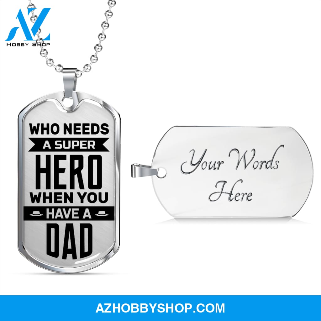 Super Hero - Graphical Dog Tag & Ball chain (steel) son