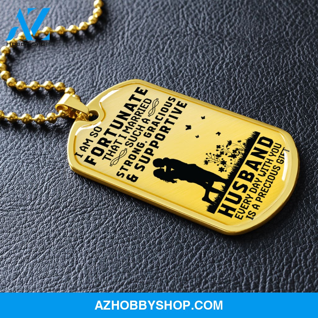 Supportive HUSBAND - Graphical Dog Tag & Ball chain (steel)