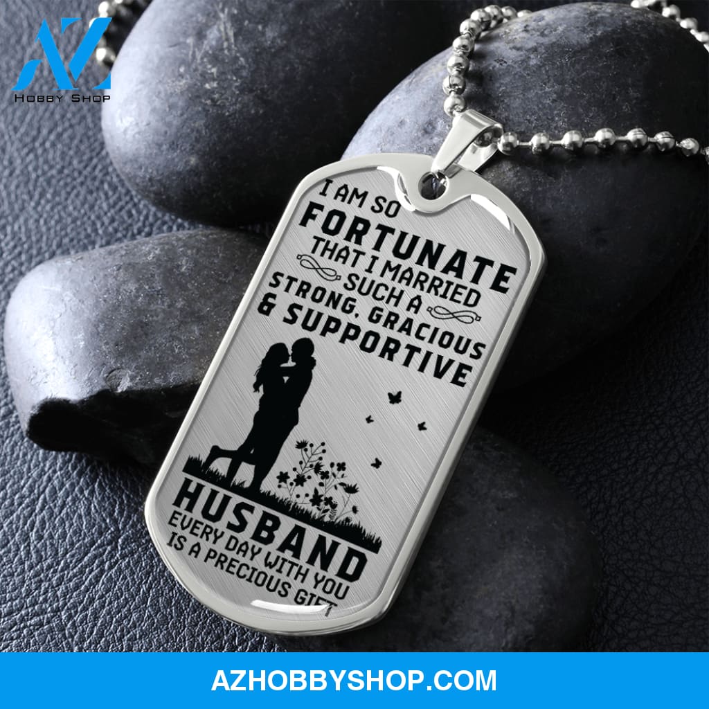 Supportive HUSBAND - Graphical Dog Tag & Ball chain (steel)