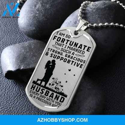 Supportive HUSBAND - Graphical Dog Tag & Ball chain (steel)
