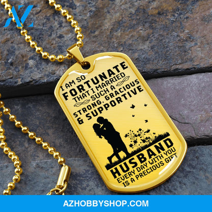 Supportive HUSBAND - Graphical Dog Tag & Ball chain (steel)