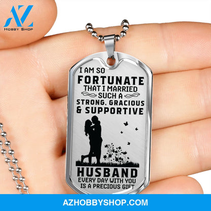 Supportive HUSBAND - Graphical Dog Tag & Ball chain (steel)