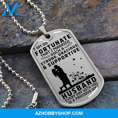 Supportive HUSBAND - Graphical Dog Tag & Ball chain (steel)