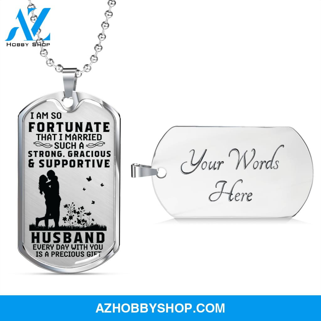 Supportive HUSBAND - Graphical Dog Tag & Ball chain (steel)