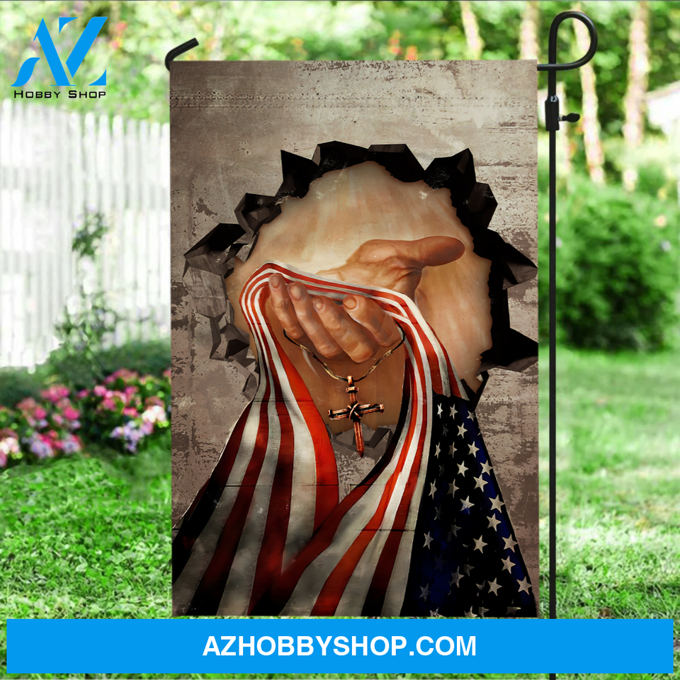 Take my hand, Jesus painting, US flag, Cross symbol - Jesus Flag