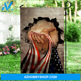 Take my hand, Jesus painting, US flag, Cross symbol - Jesus Flag