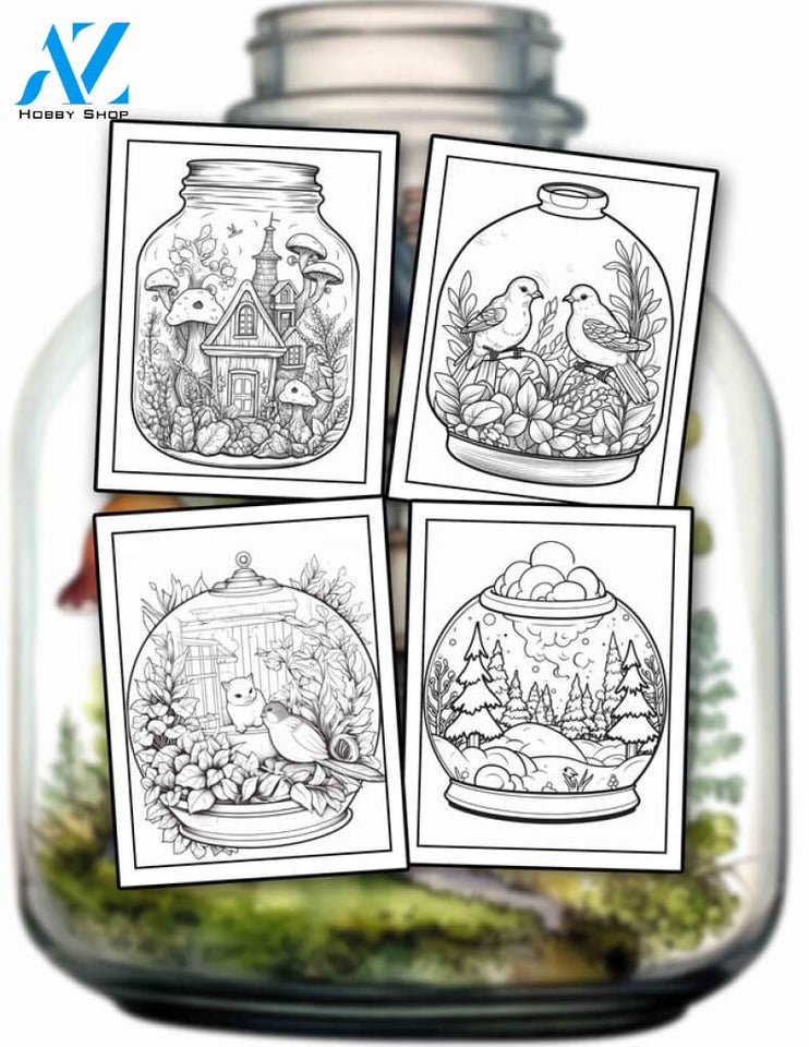 Terrarium 30 Pages Printable Coloring Book