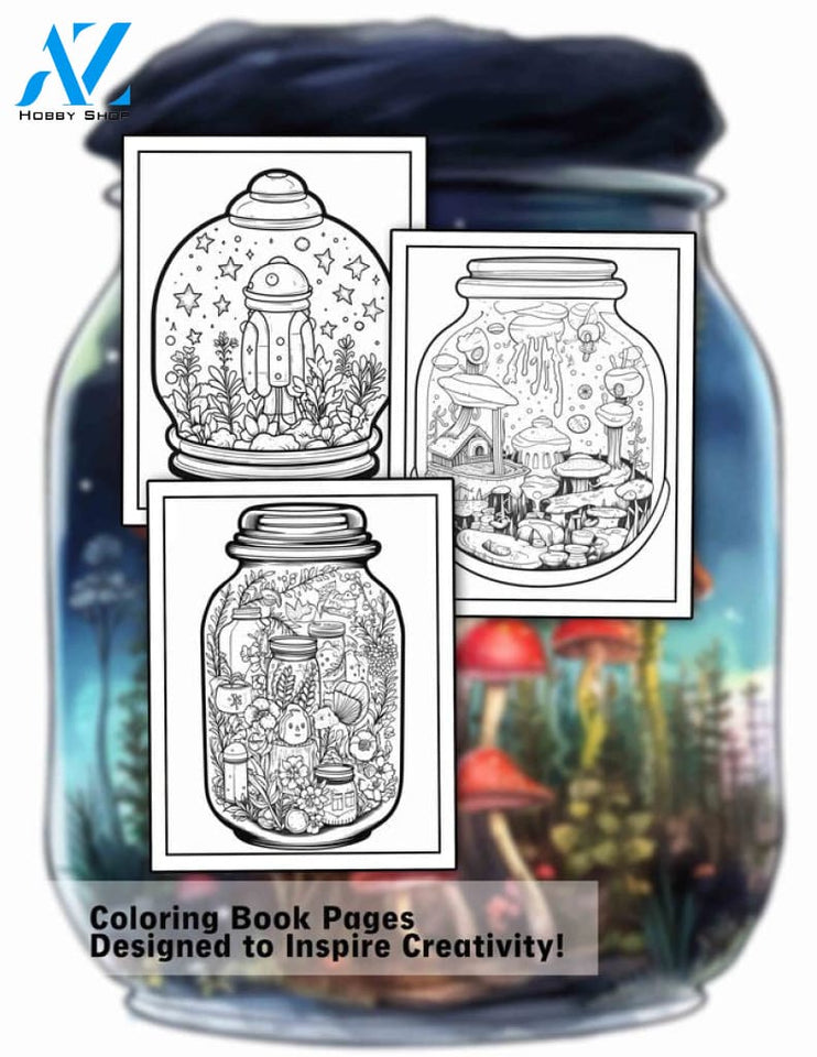 Terrarium 30 Pages Printable Coloring Book