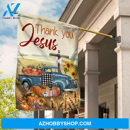 Thank you Jesus - Pumpkin truck - Countryside Landscape Flag