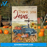 Thank you Jesus - Pumpkin truck - Countryside Landscape Flag