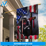 The great warrior and Wooden cross - Jesus, US Flag
