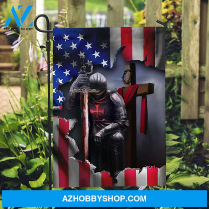 The great warrior and Wooden cross - Jesus, US Flag
