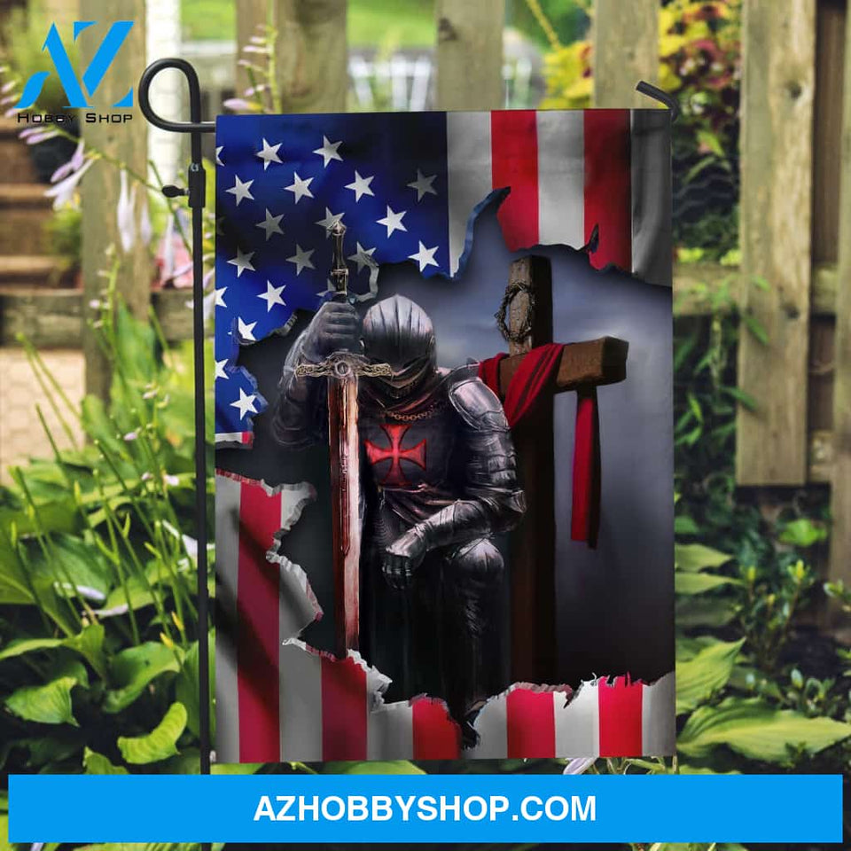 The great warrior and Wooden cross - Jesus, US Flag