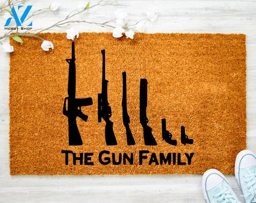 The Gun Family Doormat Gun Western Doormat Family Doormat Porch Decor Housewarming Doormat Coir doormat