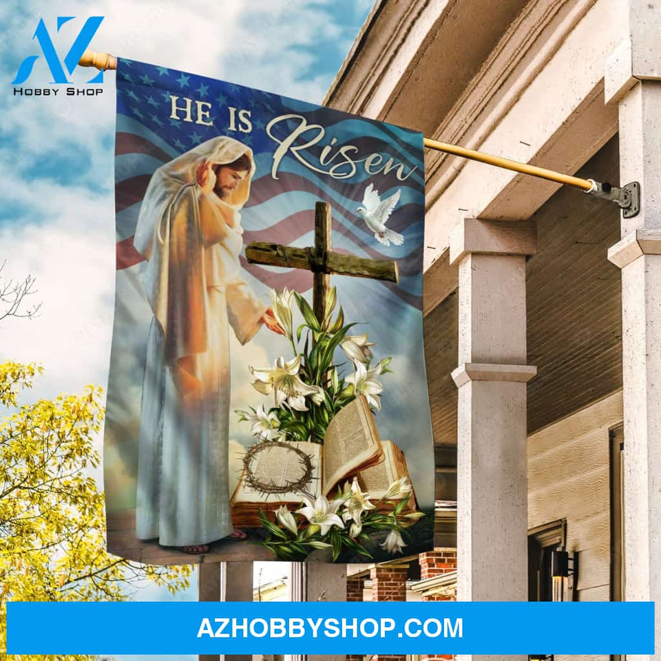 The life of Jesus, Big cross, Pretty lily flower, Amazing bible, He is risen - Jesus Flag