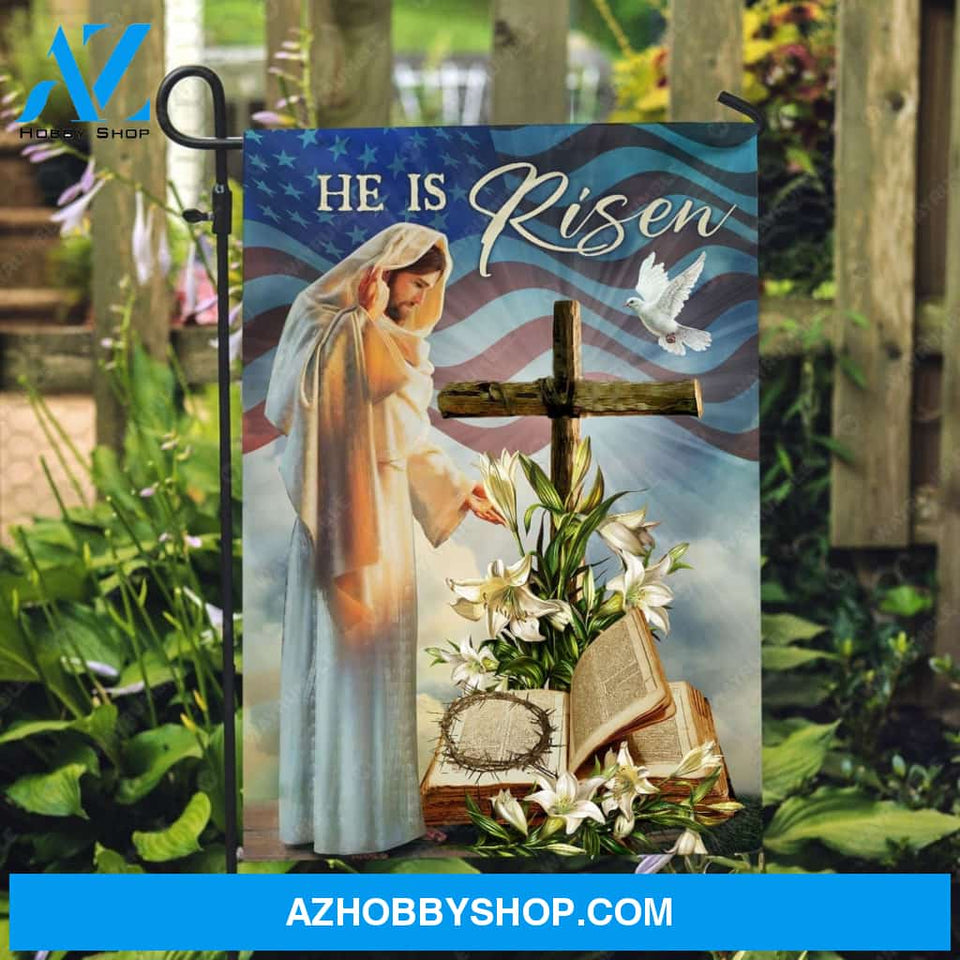 The life of Jesus, Big cross, Pretty lily flower, Amazing bible, He is risen - Jesus Flag