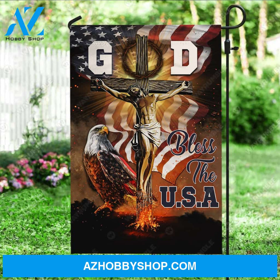 The life of Jesus, Cross symbol, Eagle drawing, God bless the USA - Jesus Flag