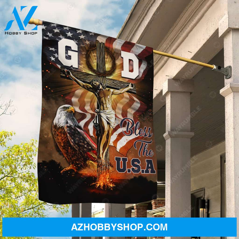The life of Jesus, Cross symbol, Eagle drawing, God bless the USA - Jesus Flag