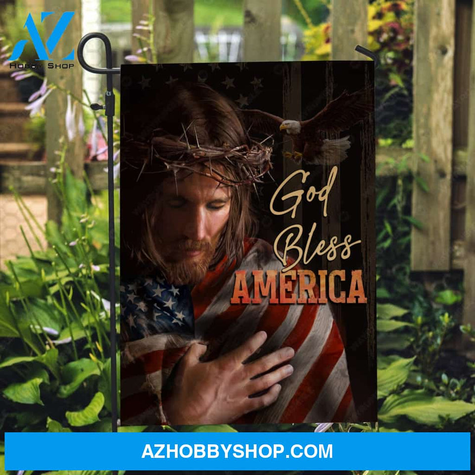 The life of Jesus, Crown of thorn, Eagle painting, God bless America - Jesus Flag