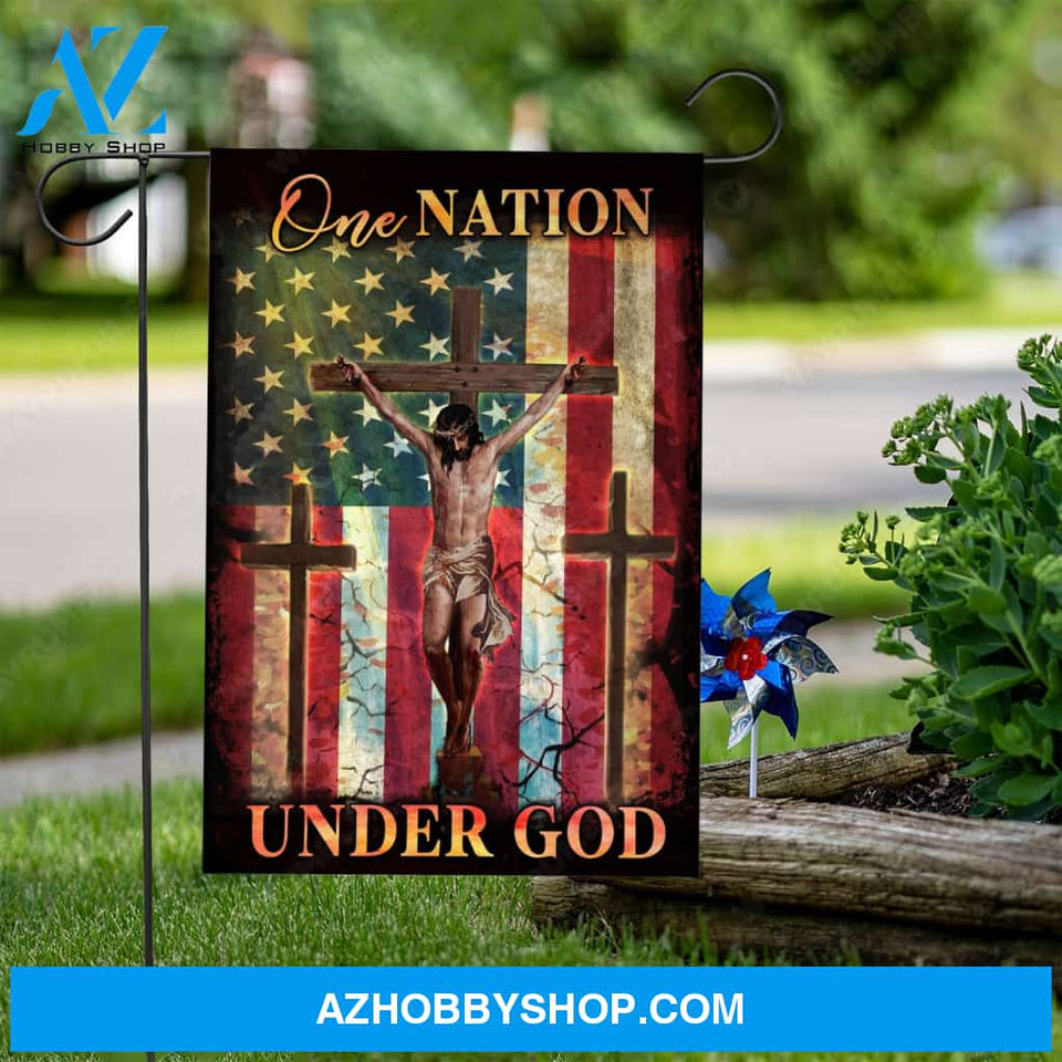 The life of Jesus, Unique cross, US flag, One nation under God - Jesus Flag