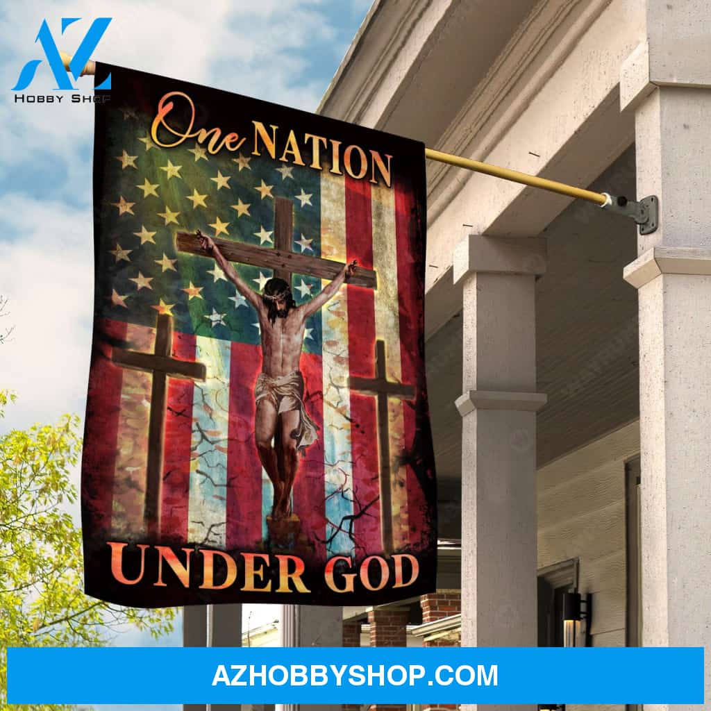 The life of Jesus, Unique cross, US flag, One nation under God - Jesus Flag