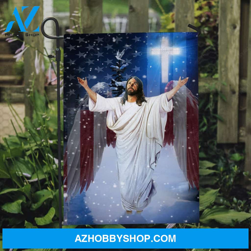 The passion of Jesus, Pray for healing, Unique angel wings, Light cross - Jesus Flag