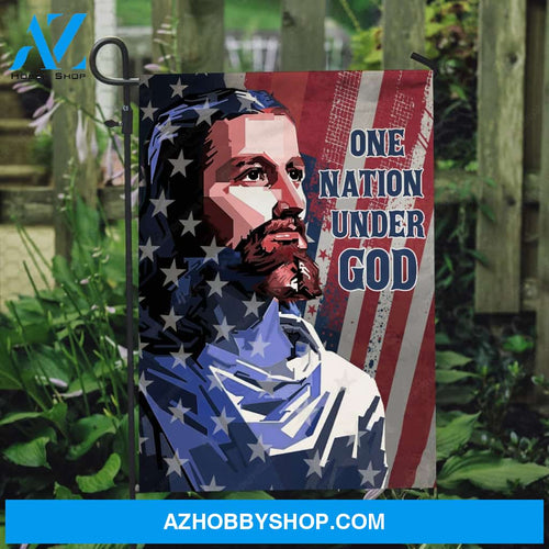 The real face of Jesus, Jesus artwork, US flag, One nation under God - Jesus Flag