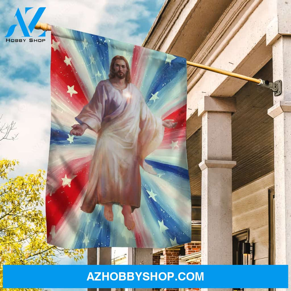 The real face of Jesus, Jesus painting, Colorful background - Jesus Flag
