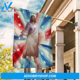 The real face of Jesus, Jesus painting, Colorful background - Jesus Flag